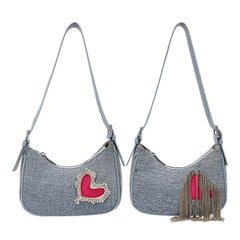 Y2K Heart Tassel Shoulder Bag for Cowgirl Style