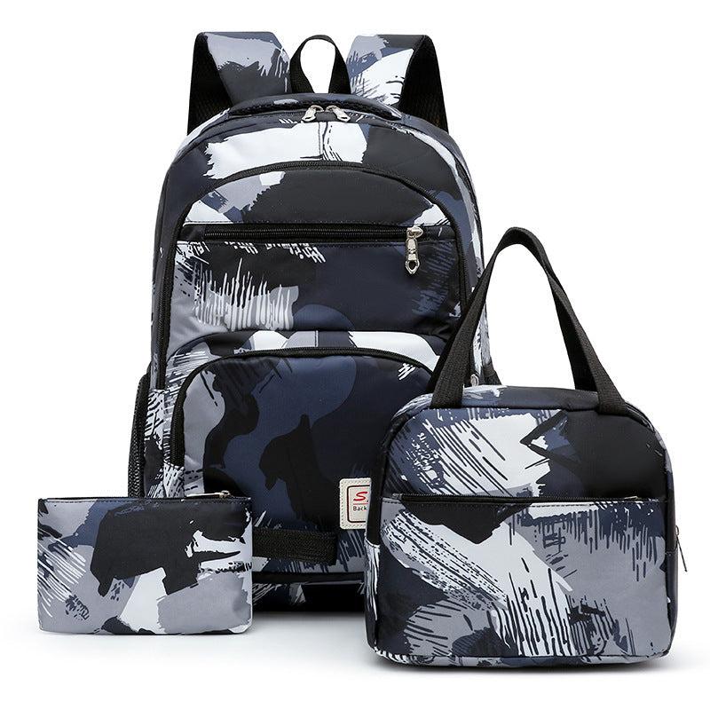 Camouflage Graffiti Print Backpack Set with Lunch Box and Coin Purse