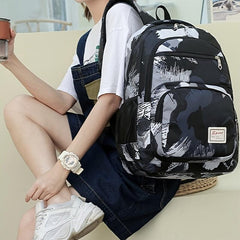 Camouflage Graffiti Print Backpack Set with Lunch Box and Coin Purse