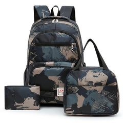 Camouflage Graffiti Print Backpack Set with Lunch Box and Coin Purse