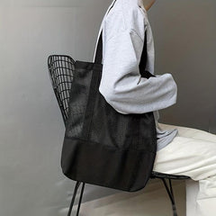 Large Mesh Tote Bag Beach Shoulder Handbag Washable Travel Grocery Shopping
