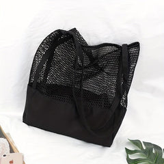 Large Mesh Tote Bag Beach Shoulder Handbag Washable Travel Grocery Shopping