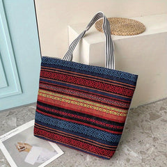 Geometric Printed Ethnic Shoulder Bag Large Capacity Retro Tote Bag