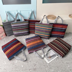 Geometric Printed Ethnic Shoulder Bag Large Capacity Retro Tote Bag