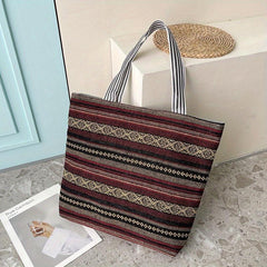 Geometric Printed Ethnic Shoulder Bag Large Capacity Retro Tote Bag