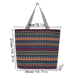 Geometric Printed Ethnic Shoulder Bag Large Capacity Retro Tote Bag