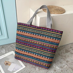 Geometric Printed Ethnic Shoulder Bag Large Capacity Retro Tote Bag