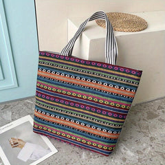 Geometric Printed Ethnic Shoulder Bag Large Capacity Retro Tote Bag