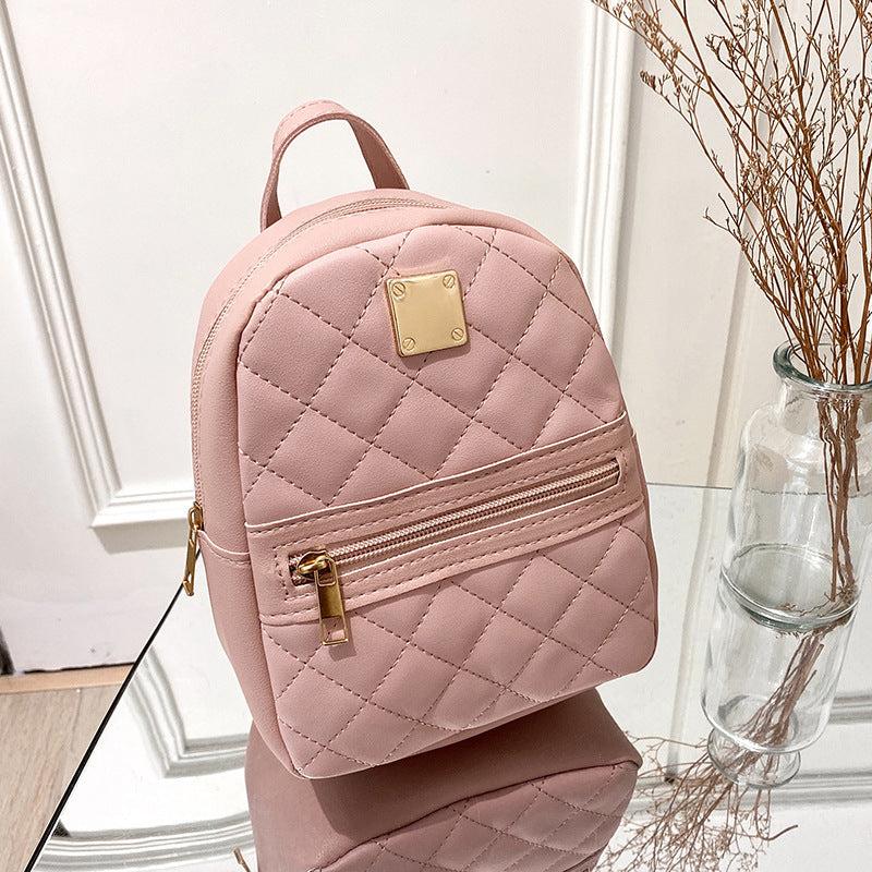 Mini Quilted Zipper Backpack 7.87 x 6.7 x 3.4 inch