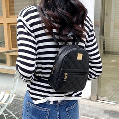 Mini Quilted Zipper Backpack 7.87 x 6.7 x 3.4 inch