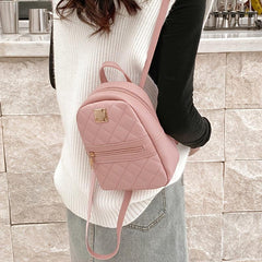 Mini Quilted Zipper Backpack 7.87 x 6.7 x 3.4 inch