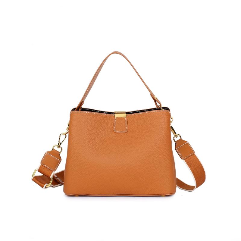 Leather Bucket Bag Solid Crossbody Bag Small Shoulder Purse