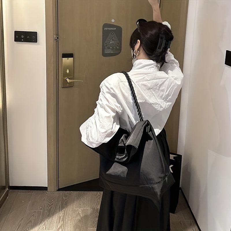 Nylon Tote Bag Braided Strap Large Capacity Handbag