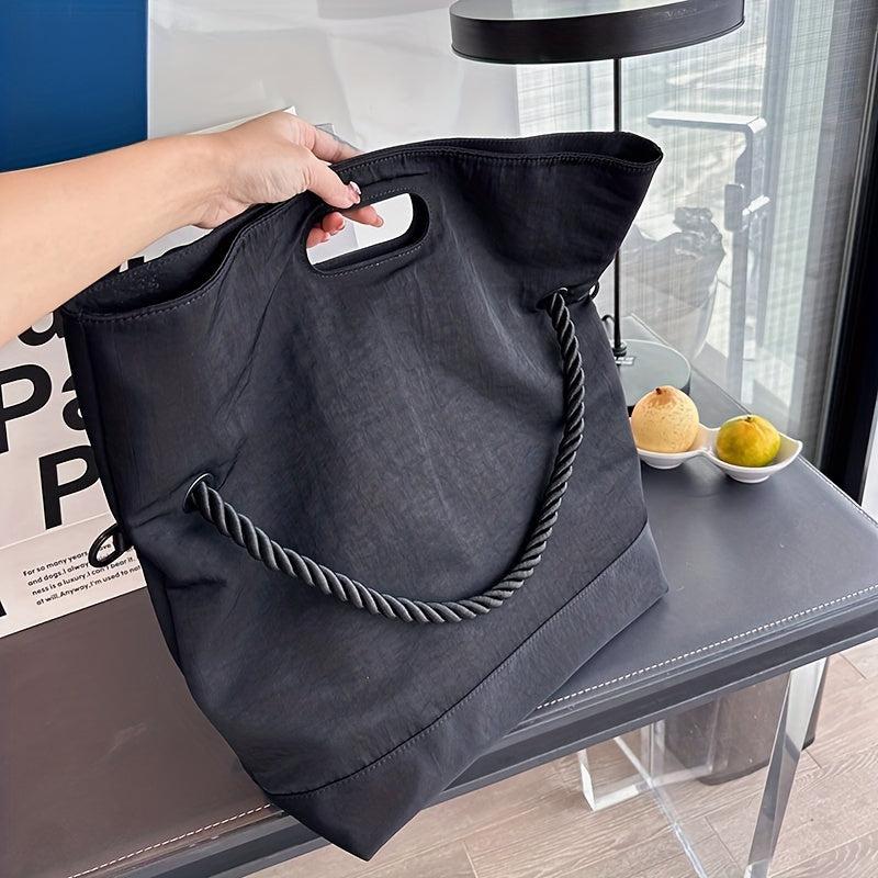 Nylon Tote Bag Braided Strap Large Capacity Handbag