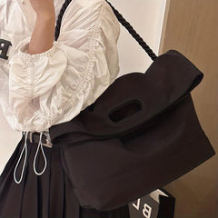 Nylon Tote Bag Braided Strap Large Capacity Handbag