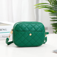 Minimalist Quilted Argyle Pattern Bag Square Zipper Coin Purse