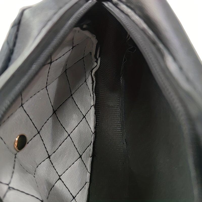 Minimalist Quilted Argyle Pattern Bag Square Zipper Coin Purse