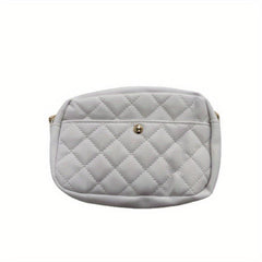 Minimalist Quilted Argyle Pattern Bag Square Zipper Coin Purse