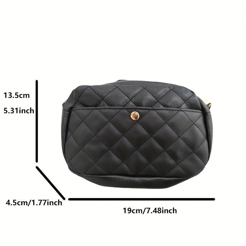 Minimalist Quilted Argyle Pattern Bag Square Zipper Coin Purse