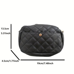 Minimalist Quilted Argyle Pattern Bag Square Zipper Coin Purse