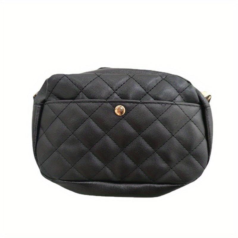 Minimalist Quilted Argyle Pattern Bag Square Zipper Coin Purse