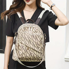 Vintage Letter Print Backpack Purse Retro Convertible Back To School Bag