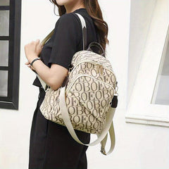Vintage Letter Print Backpack Purse Retro Convertible Back To School Bag