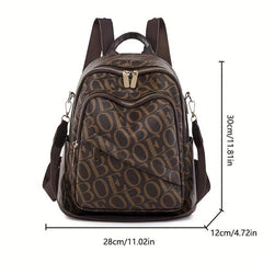 Vintage Letter Print Backpack Purse Retro Convertible Back To School Bag