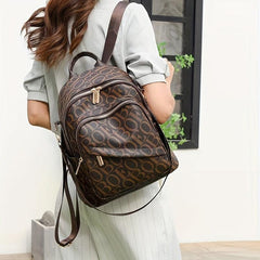 Vintage Letter Print Backpack Purse Retro Convertible Back To School Bag