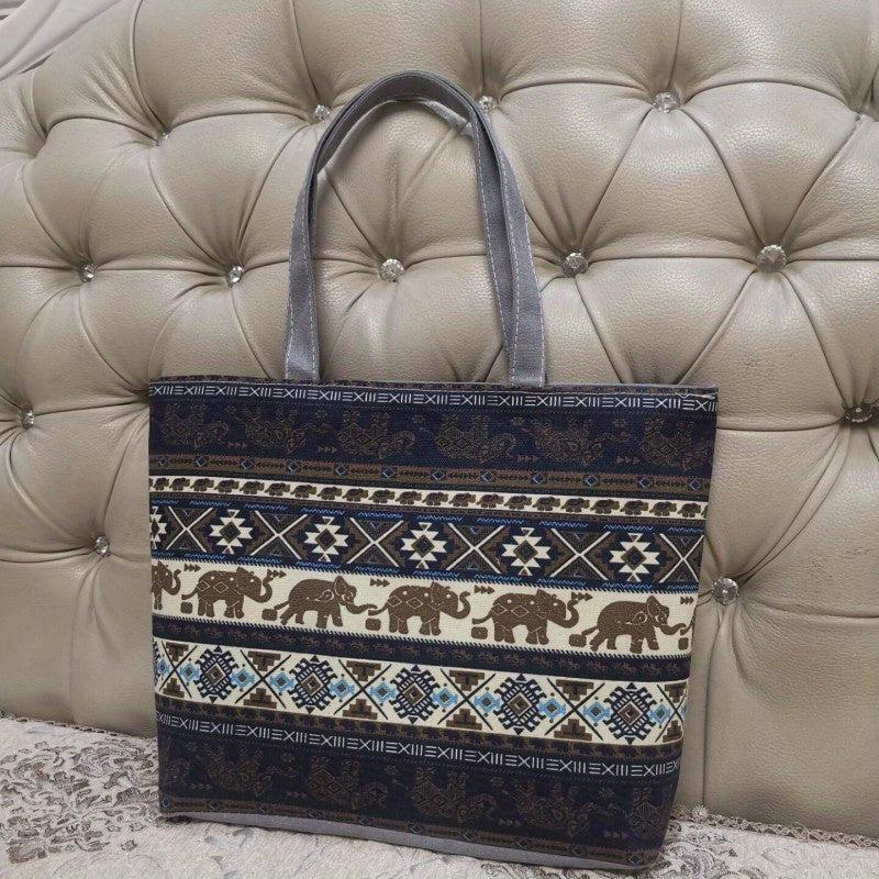 Flower Pattern Canvas Tote Bag Large Capacity Shoulder Bag