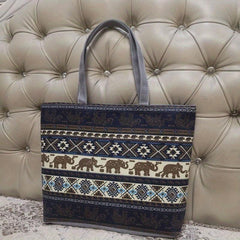 Flower Pattern Canvas Tote Bag Large Capacity Shoulder Bag
