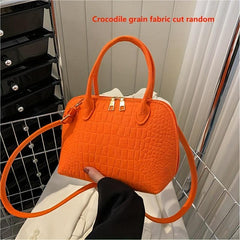 Crocodile Pattern Crossbody Bag Boston Satchel Bag Women's Casual Handbag