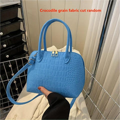 Crocodile Pattern Crossbody Bag Boston Satchel Bag Women's Casual Handbag