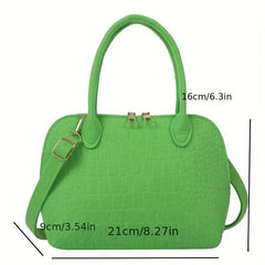 Crocodile Pattern Crossbody Bag Boston Satchel Bag Women's Casual Handbag