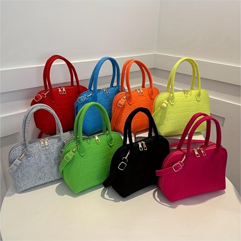 Crocodile Pattern Crossbody Bag Boston Satchel Bag Women's Casual Handbag