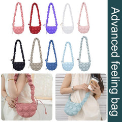 Cloud Ruched Shoulder Bag Rhombus Quilted Crossbody Bag Small Underarm Purse