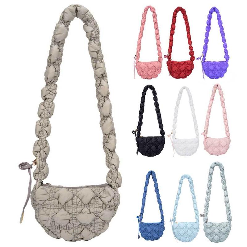 Cloud Ruched Shoulder Bag Rhombus Quilted Crossbody Bag Small Underarm Purse