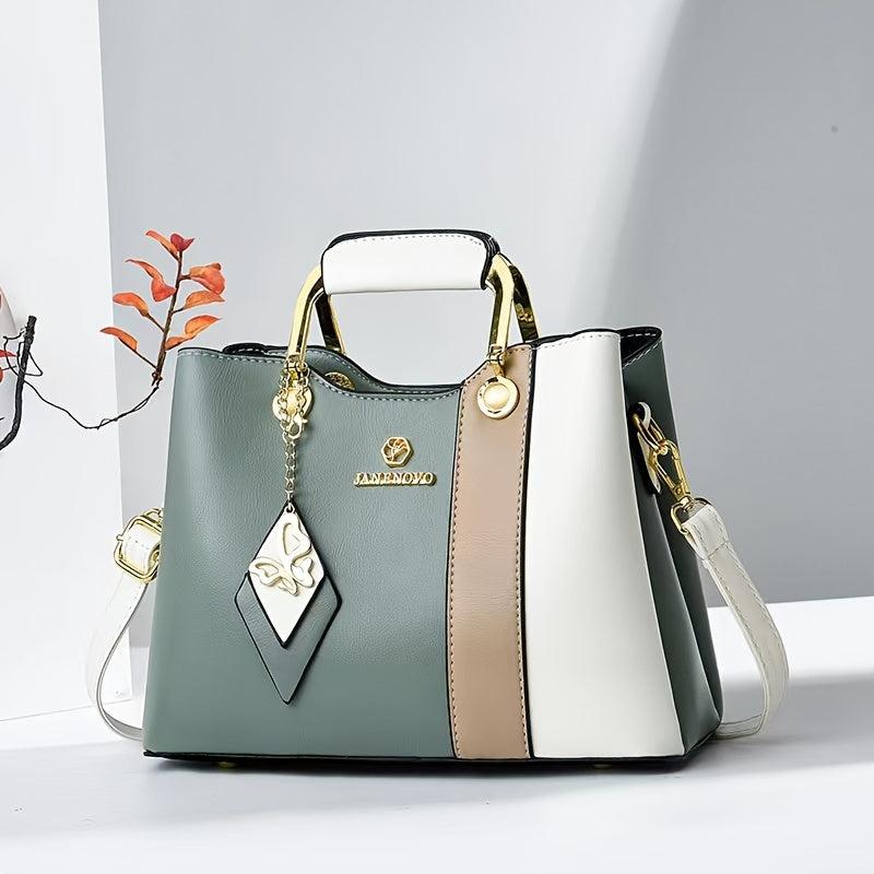 Colorblock Top Handle Satchel Crossbody Bag Women's Handbag & Shoulder Purse