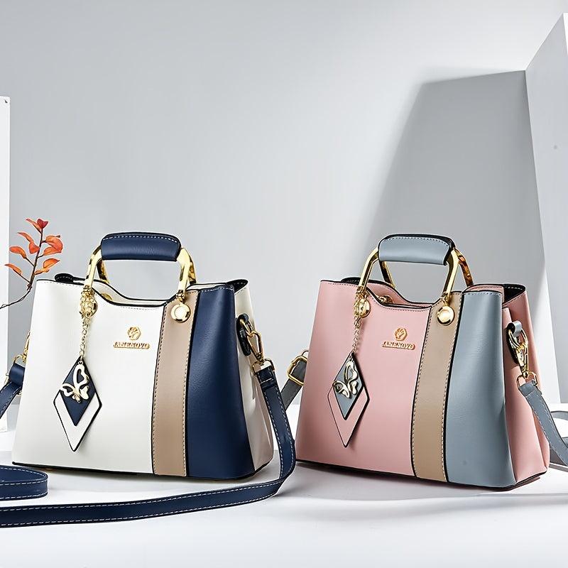 Colorblock Top Handle Satchel Crossbody Bag Women's Handbag & Shoulder Purse