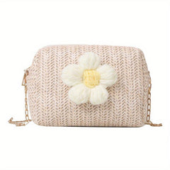 Straw Crossbody Bag Boho Style Chain Shoulder Bag Summer Beach Purse