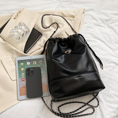 Y2K Drawstring Bucket Bag Large Capacity Stylish Handbag & Shoulder Purse