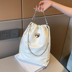 Y2K Drawstring Bucket Bag Large Capacity Stylish Handbag & Shoulder Purse