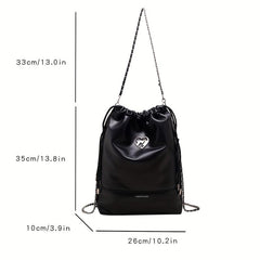 Y2K Drawstring Bucket Bag Large Capacity Stylish Handbag & Shoulder Purse