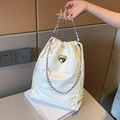 Y2K Drawstring Bucket Bag Large Capacity Stylish Handbag & Shoulder Purse