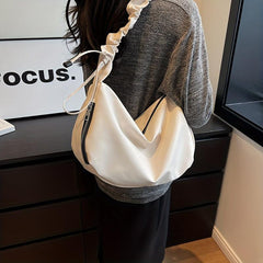 Minimalist Solid Shoulder Bag Ruched Strap Underarm Bag
