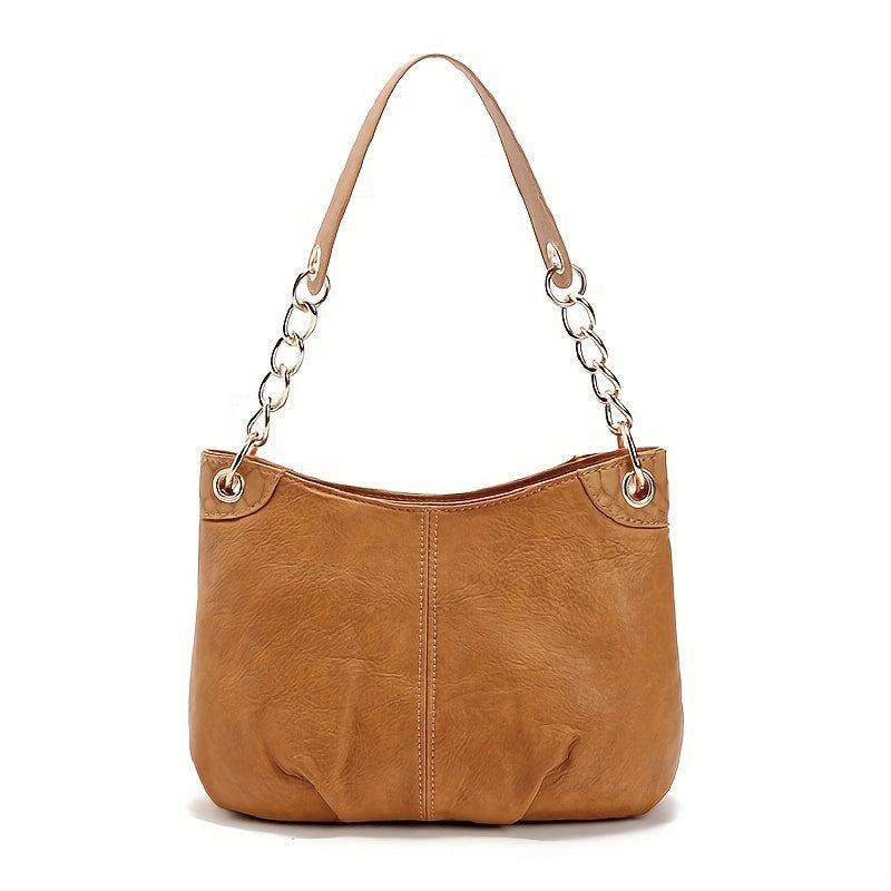 Casual Minimalist Shoulder Bag Solid Underarm Bag Women's Stylish Chain