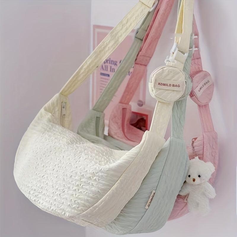 Foldable Shoulder Bag Zipper Bag Adjustable Strap Crossbody Bag