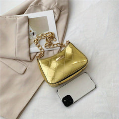 Argyle Quilted Zipper Shoulder Bag Small Purse Underarm Bag