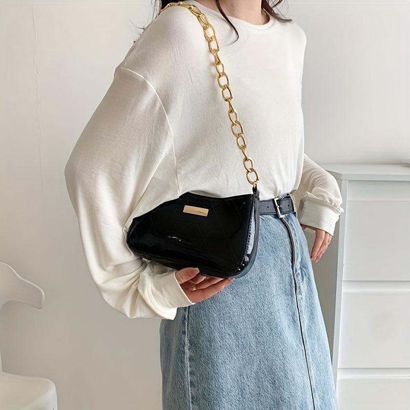 Argyle Quilted Zipper Shoulder Bag Small Purse Underarm Bag