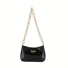 Argyle Quilted Zipper Shoulder Bag Small Purse Underarm Bag
